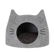 Panier pour chat en feutrine grise