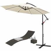 Parasol Ø350cm- parasol jardin, parasol deporté, parasol de balcon, Beige - Beige - Swanew