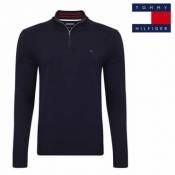 Pull Col Zip Coton et Cachemire Collection Tommy Hilfiger® Bleu marine XL