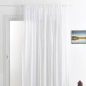 Rideau voilage classique uni polyester-lin avec bas plombé Blanc 300 x 240 cm - Blanc