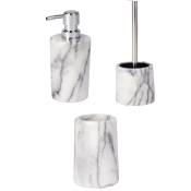 Set d'accessoires de salle de bain design marbre blanc