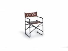 Set de 2 chaises en cuir et métal (pliantes) - métal et cuir