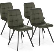 Set de 4 chaises Salle à Manger Mila Tapissées Vert, 58 cm x 45 cm x 90 cm - vert