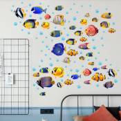 Shining House - Un lot de stickers muraux poissons colorés Stickers Muraux Décor De Mur Autocollant Amovible pour salon Salle De Bain Chambre