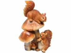 Statue de jardin ecureuil rigolo en résine champignon