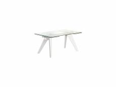 Table à rallonges bois blanc et verre mountain 160-240