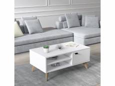 Table basse avec une porte et deux compartiments, 100 x 55 x 43 cm, coloris blanc 8052773804202