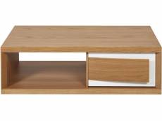 Table basse bois chêne clair et laqué blanc yaga