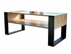 Table basse lovy chêne / noir - style industriel - 120cm x 64 cm