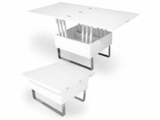 Table basse relevable multifonction woods laquée blanc
