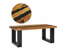 Table basse table de salon | bout de canapé 100x50x40 cm bois de teck massif et pierre de lave meuble pro frco37514