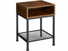 Tectake table de chevet harlow 40,5x40,5x59cm - bois foncé industriel 404360