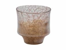 Vase en verre avec un imprimé terreux GRAIN 18x18x18 cm coloris marron