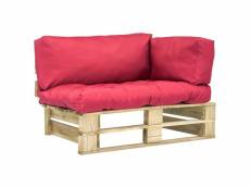 Vidaxl canapé de jardin palette avec coussins rouge bois vert fsc 275292