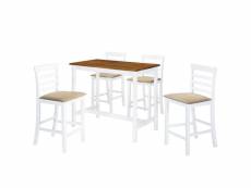 Vidaxl table et chaises de bar 5 pcs bois massif marron et blanc 275234