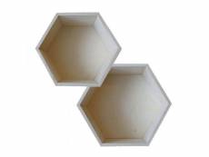 2 étagères hexagonales en bois - 24 x 21 cm et 27