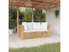 2 pcs canapés de jardin - canapés d'angle canapés relax de jardin - et coussins bois de teck massif meuble pro frco49330