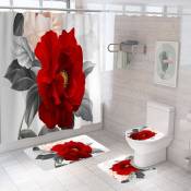 4 pièces/ensemble décor de salle de bain tissu imperméable Polyester rideau de bain rideaux de baignoire, tapis de salle de bain tapis de bain tapis