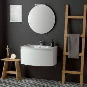 Armoire De Toilette Moderne Suspendue 82 Cm Blanc Miroir