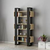 Azura Home Design - Bibliothèque Carmen 80 cm noir et bois