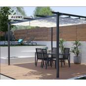 Azura Home Design - Pergola autoportante en toile elis 300x300x240 cm - Couleur structure: Gris anthracite - Couleur du tissu: Beige