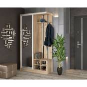 Azura Home Design - Vestiaire d'entrée pattaya 120 cm chêne et miroir - Miroir