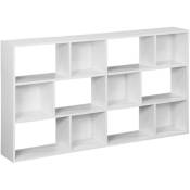 Bibliothèque design asymétrique blanche. Pieter. 3 étagères. 12 compartiments de rangement - Blanc