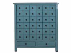 Buffet, meuble de rangement en bois d'orme coloris bleu - longueur 102 x profondeur 42 x hauteur 120 cm