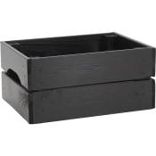 Caisse de rangement en pin petit modèle 31 x 25 15 cm - Noir
