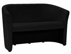 Canapé 2 places en cuir - noir - l 1m26 x p 60 x h