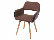 Chaise de salle à manger hwc-a50 ii, design rétro années 50 ~ similicuir/ tissu, marron clair, pieds clairs