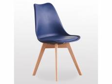 Chaise scandinave bleu nuit lorenzo - assise rembourrée - salle à manger, cuisine, chambre