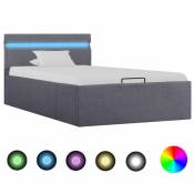 Chunhelife Cadre de lit à stockage avec LED Gris foncé