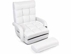 Costway 18 grille fauteuil de salon convertible,blanc, fauteuil relax avec dossier réglable sur 5 positions,pour salon bureau chambre
