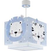 Dalber - Lampe à suspension enfant - Baby Jungle - Motif tigre, lion, lapin, ours, L 24 cm, H 3021,5 cm, Bleu