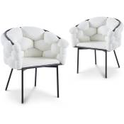 Deco In Paris - Lot de 2 chaises effet peau de mouton blanc pieds en métal noir charlotte - blanc