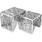 Doc&et² - Table auxiliaire carrée 2 pièces Aluminium Argenté - Argent