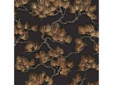 Dutch wallcoverings papier peint motif avec pins noir et doré
