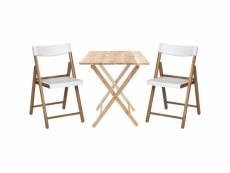 Ensemble table et chaises de jardin pliante en teck fsc blanc