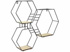 Etagère 3 en 1 hexagonale en bois et métal PD10868