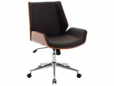 Fauteuil chaise de bureau avec roulettes synthétique marron et bois noyer hauteur réglable bur10448