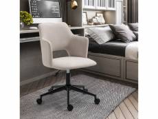 Fauteuil de bureau ergonomique chaise pivotant 360° réglable en hauteur, siège et dossier en tissu, beige