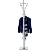 Idimex - Porte-manteaux denis 8 portants, en métal laqué blanc
