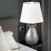 Lampe de table lampe de bureau en céramique lampe de lecture de salon au design ananas, textile blanc, douille 1x E14, DxH 20x35 cm
