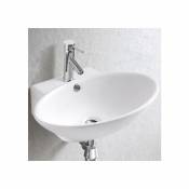 Lave-mains en céramique sanitaire KW59 - 53 x 40 x 18 cm - blanc brillant: Avec couvercle suppl. blanc brillant