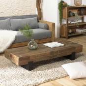 Leonce - Table basse marron rectangulaire poutres bois