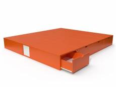 Lit double avec rangement tiroirs cube 160x200 orange