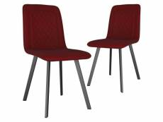 Lot de 2 chaises de salle à manger cuisine design moderne velours rouge cds021032