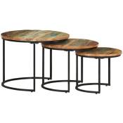 Lot de 3 Tables basses gigognes - Tables de salon Tables Café Bois de récupération massif BV351480