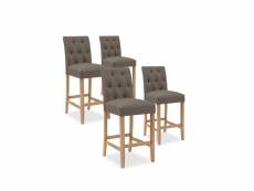 Lot de 4 chaises de bar en bois gaya tissu taupe - h65cm